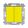 ABB Levit Выключатель двухклавишный жёлтый / дымчатый чёрный