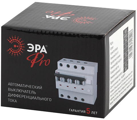 Эра Pro АВДТ 63 Дифавтомат 3P+N 25A (C) 6kA тип A 100mA