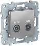 Schneider Electric Unica New Алюминий Розетка R-TV/SAT одиночная