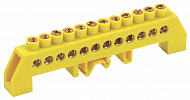 IEK ШНИ-8х12-12-КС-Ж Шина PE "земля" в комб.DIN-изоляторе "Стойка" 12отв, 125A, на DIN/G-рейку/винт, 129мм / желтый
