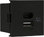 Donel USB зарядное устройство, 4.2A , Type A + C, 2 мод., черн. матовая (45х45мм)