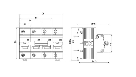 Автомат IEK ВА47-100 4P 80A (С) 10kA