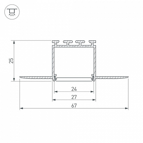 Arlight Профиль PLS-LOCK-H25-F-HIDE-2000 прямоугольный