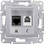 Schneider Electric Sedna Алюминий Розетка телефонная RJ11 + компьютерная RJ45 кат.5е UTP