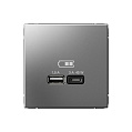 SE ArtGallery Сталь Розетка USB A + тип-C 45Вт высокоскор.заряд. QC PD механизм