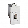 Bticino LivingLight Розетка USB для зарядки мобильных устройств 1,1А 230/5В. 1 модуль. Цвет Белый