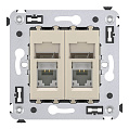 DKC Компьютерная розетка RJ-45 в стену, кат.6 двойная,"Avanti", "Ванильная дымка"