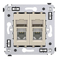 DKC Компьютерная розетка RJ-45 в стену, кат.5e двойная,"Avanti", "Ванильная дымка"