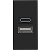 Donel USB зарядное устройство, 2.1A, Type A + C, 1 мод., черн. (22.5х45мм)