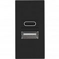 Donel USB зарядное устройство, 2.1A, Type A + C, 1 мод., черн. (22.5х45мм)