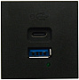 Donel USB зарядное устройство, 4.2A , 65W, Type A + C, 2 мод., черн. матовая (45х45мм)