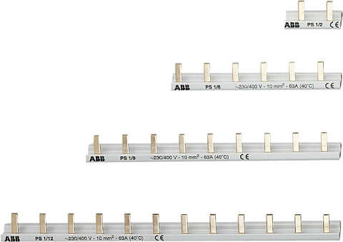 ABB 1-фаз. шинные разводки на 3 мод., расстояние между штырьками 17,6 мм