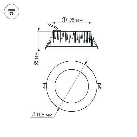 Arlight Светодиодный светильник круглый LTD-105WH-FROST- 3000К 720-810Lm Белый