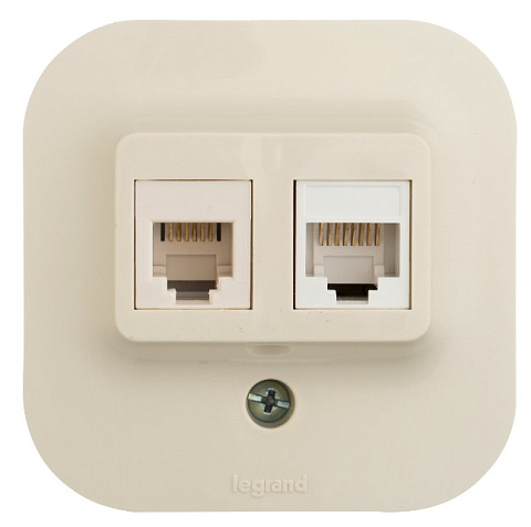 Legrand Quteo Слоновая кость Розетка RJ11 + RJ45 кат.5е UTP IP20